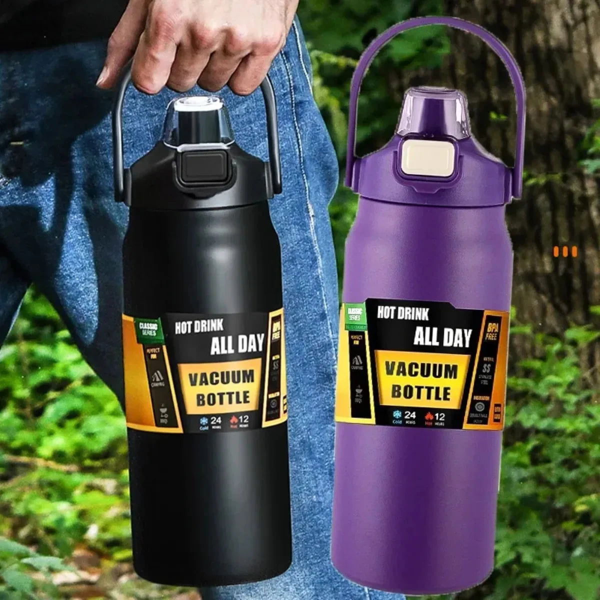 1500ML Stainless Steel Thermal Cup - Large Capacity Vacuum Insulated Tumbler, Thermo Water Bottle for Outdoor Activities