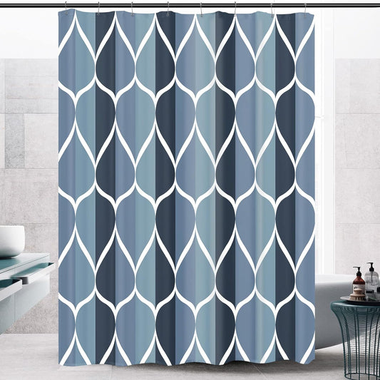 Aegean Blue Fabric Bath Shower Curtain W 54 X H 72,Waterproof Design and Polyester, Quick-Drying, Heavy Weight, Stall Size Shower Curtains Set for Bathroom,Machine Washable with 8 Hooks