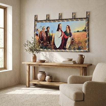 Cotton-Polyester Christus Im Ahrenfeld Woven Wall Tapestry, 43 x 23