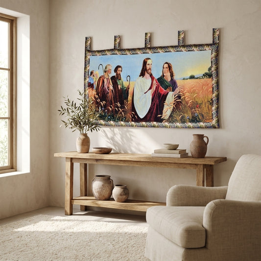 Cotton-Polyester Christus Im Ahrenfeld Woven Wall Tapestry, 43 x 23