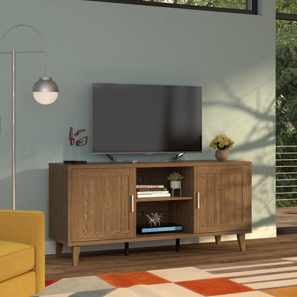 Modern 60 Inch TV Stand in Classic Walnut Finish