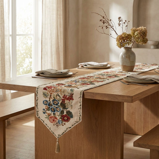 Tache Colorful Floral Country Rustic Morning Meadow Woven Table Runner (3098)