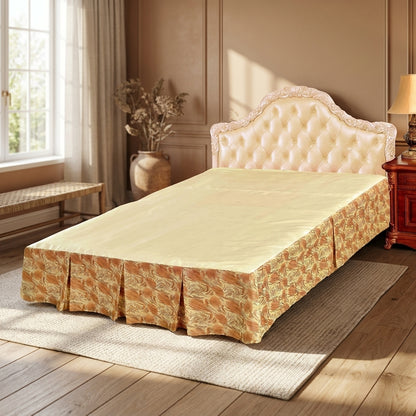 Tache Gold Orange Mist Swirl Pleated Tailored Platform 14" Bed Skirt Dust Ruffle (BSK-992L)