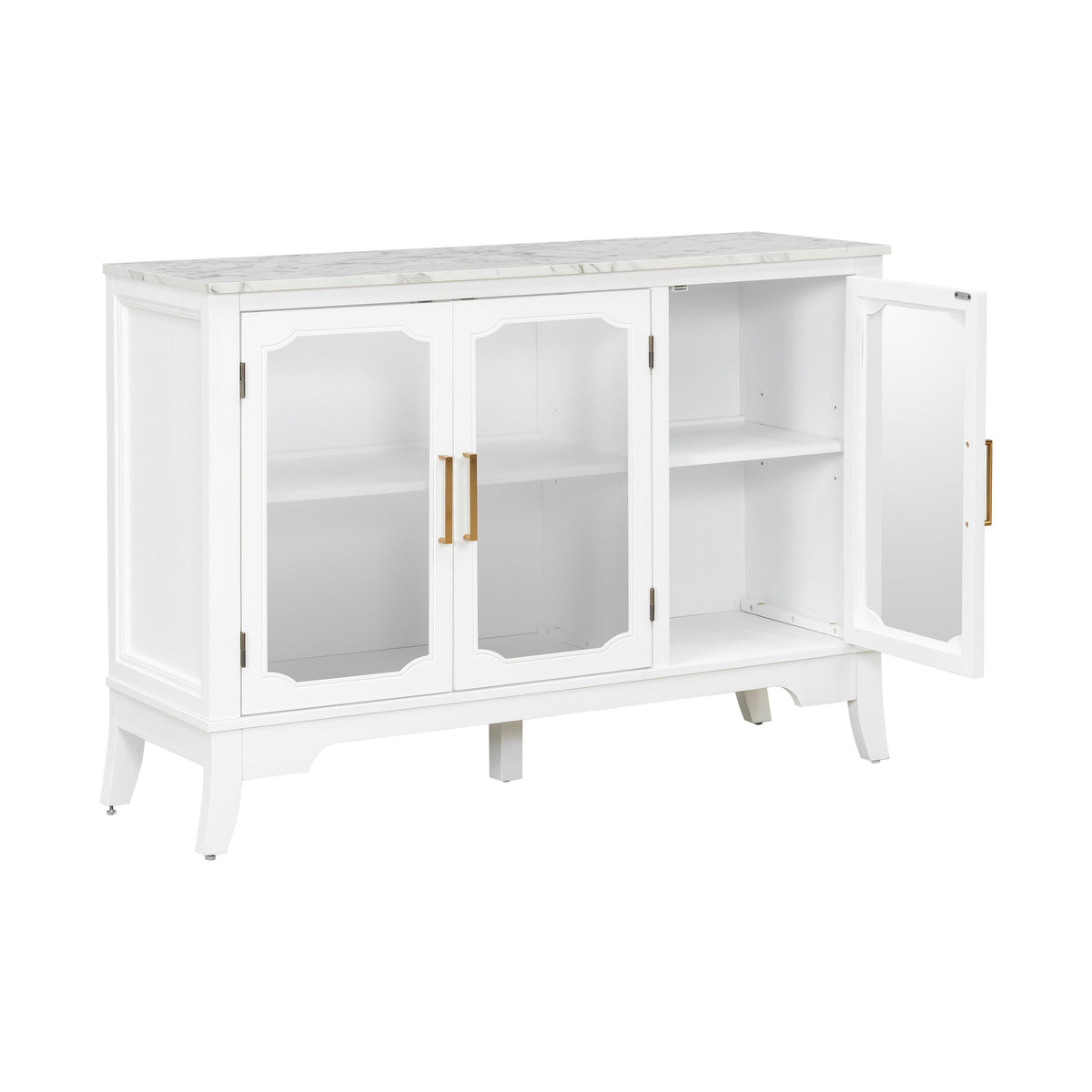 Storage Cabinet 3 Doors Stylish Style White