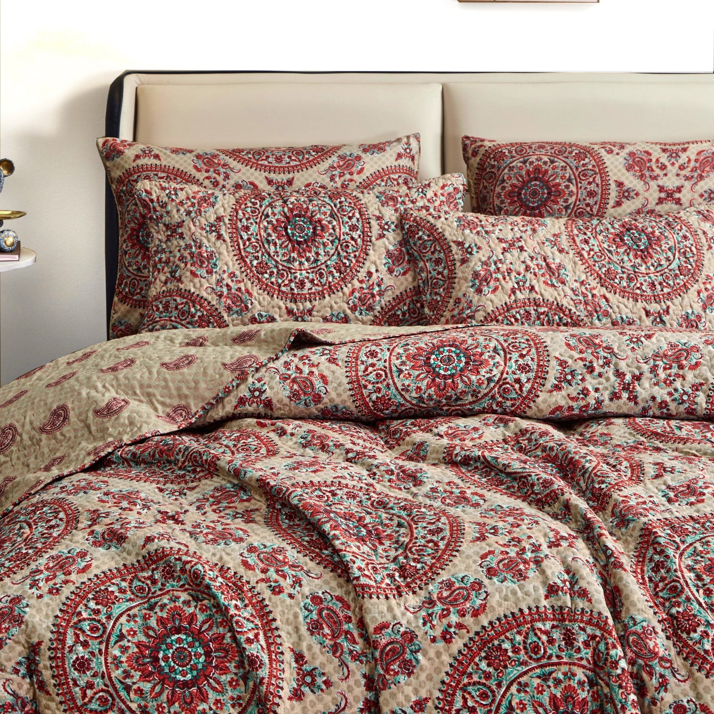 Tache Bohemian Desert Medallion Boteh Paisley Taupe Throw Pillow Covers / Euro Sham (TJ3502)