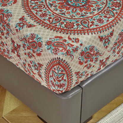 Tache Bohemian Desert Medallion Boteh Paisley Taupe Fitted Sheet / Flat Sheet (TJ3502)