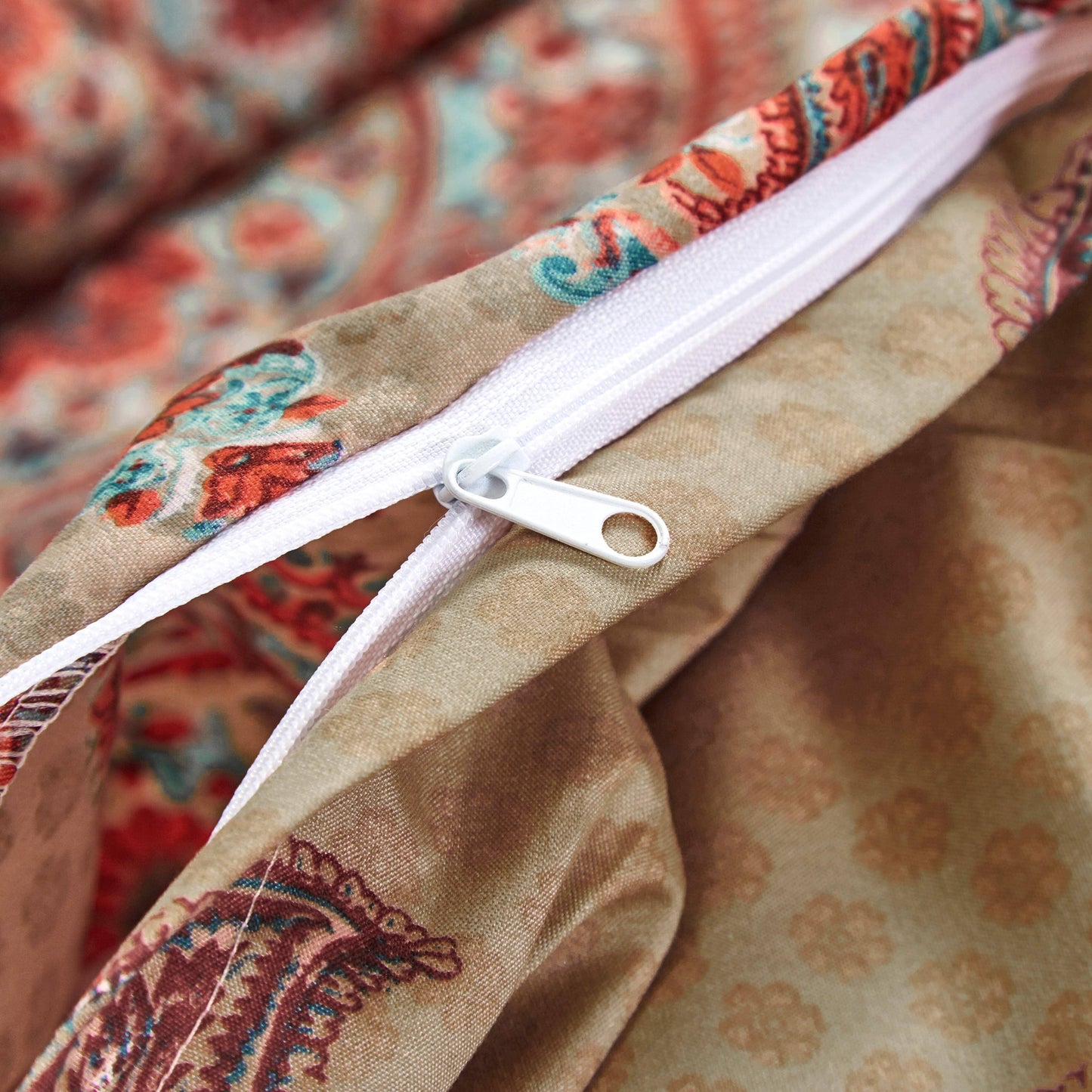 Tache Bohemian Desert Medallion Boteh Paisley Orange Blue Taupe Reversible Duvet Cover (TJ3502)