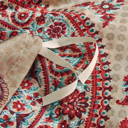 Tache Bohemian Desert Medallion Boteh Paisley Orange Blue Taupe Reversible Duvet Cover (TJ3502)