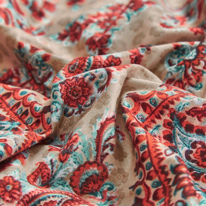 Tache Bohemian Desert Medallion Boteh Paisley Orange Blue Taupe Reversible Duvet Cover (TJ3502)
