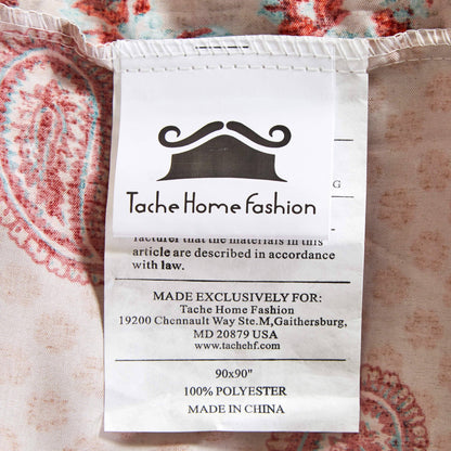 Tache Bohemian Desert Medallion Boteh Paisley Orange Blue Taupe Reversible Duvet Cover (TJ3502)