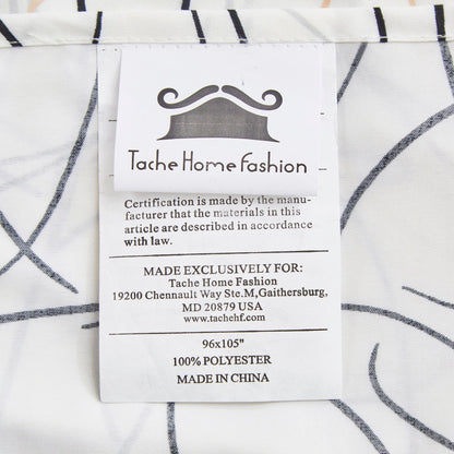 Tache Modern Abstract Leaf Line Art Foliage White Grey Black Gold Fitted Sheet / Flat Sheet (TJ3571)