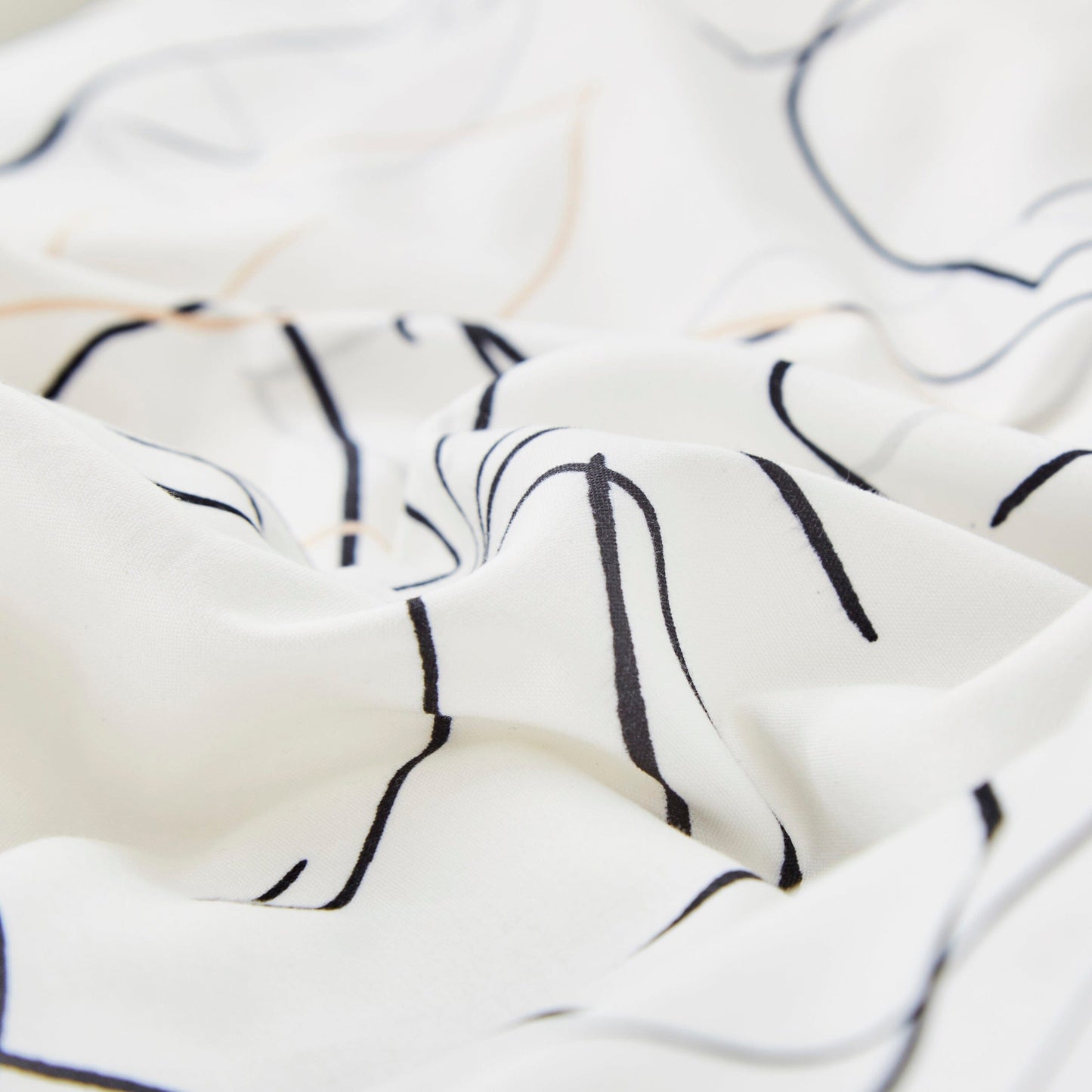 Tache Modern Abstract Leaf Line Art Foliage White Grey Black Gold Reversible Duvet Cover (TJ3571-D)