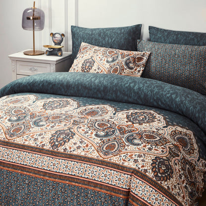 Tache Rustic Paisley Mandala Palace Floral Watercolor Dark Teal Duvet Cover (KF174)