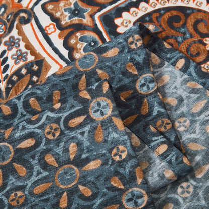 Tache Rustic Paisley Mandala Palace Floral Watercolor Dark Teal Fitted Sheet / Flat Sheet (KF174)