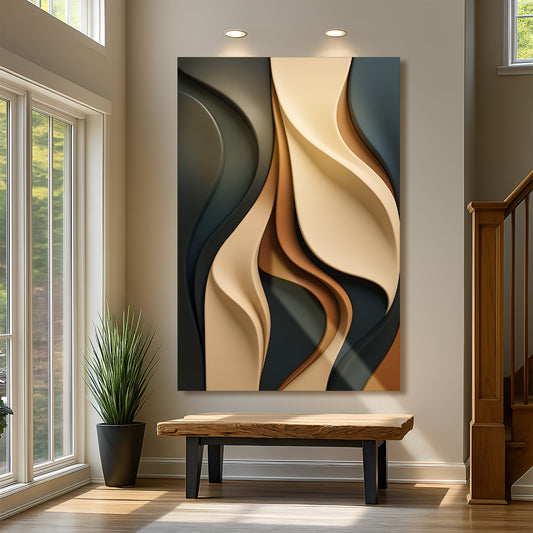 Modern Abstract Minimalist Canvas Wall Art, Vertical Gallery Wrapped