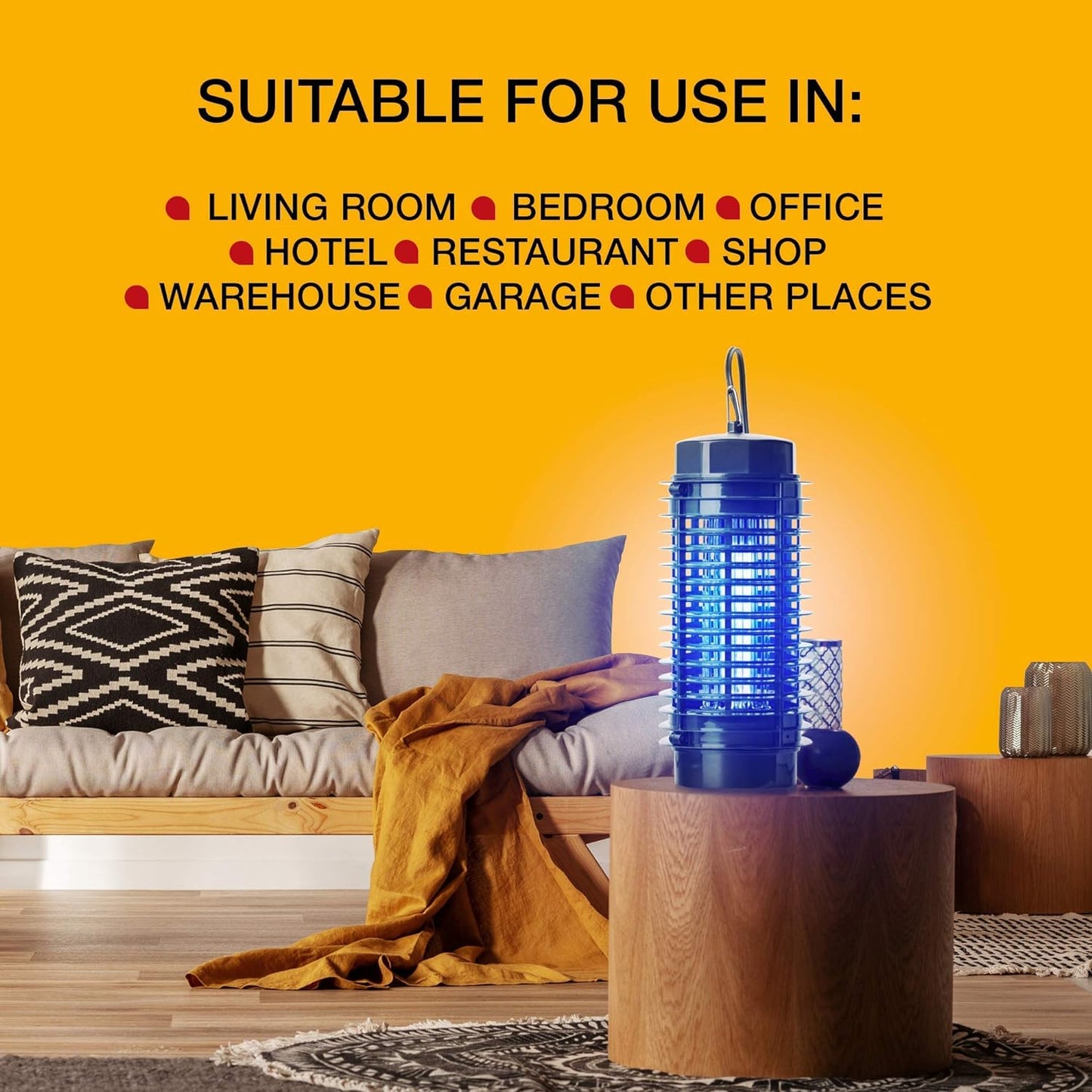 Indoor Bug Zapper - 1000V Fly, Fruit Fly, Gnat, and Mosquito Killer Lamp for Home