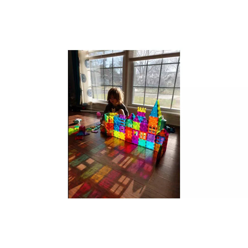 Premium Magnetic Tiles 100-Piece Clear Colors Set, The Original Magnetic Building Tiles For Creative Open-Ended Play Multicolored