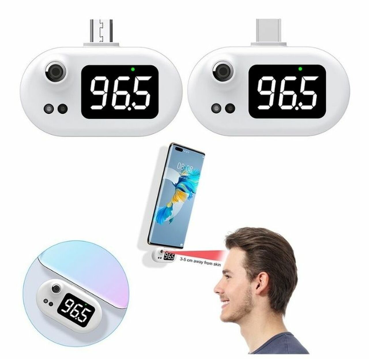Infrared Thermometer for Apple Lightning or Android USB-C