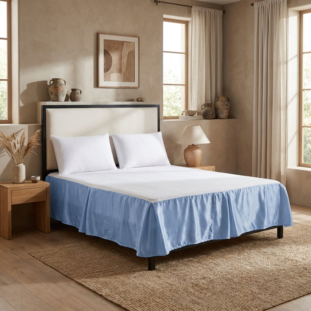 Satin Polyester Platform Bed Skirt with a 14-Inch Drop