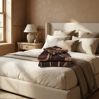 Tache Melted Gold Brown Floral Bed Sheet Set (2815FITFLT)