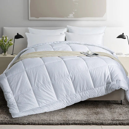 Cleves All-Season Down Alternative Comforter – Hypoallergenic, Lightweight & Machine Washable White Comforter for Bed, 300 Thread Count Microfiber Cover –Full/King Sizes