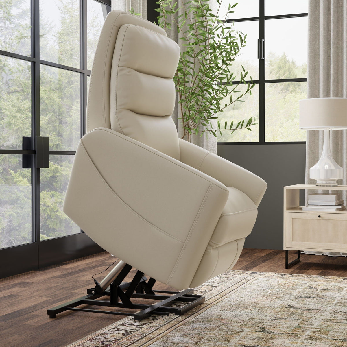 Power Lift Chair with Full Recline and USB Charging - Faux Leather