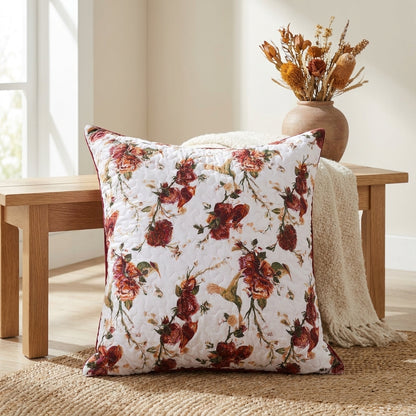 Microfiber Floral Hummingbird Euro Sham & Cushion Cover, Vintage
