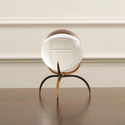 Clearlight Orb Bronze Lead Crystal Abstract Sculpture - Modern Decorative Table Decor