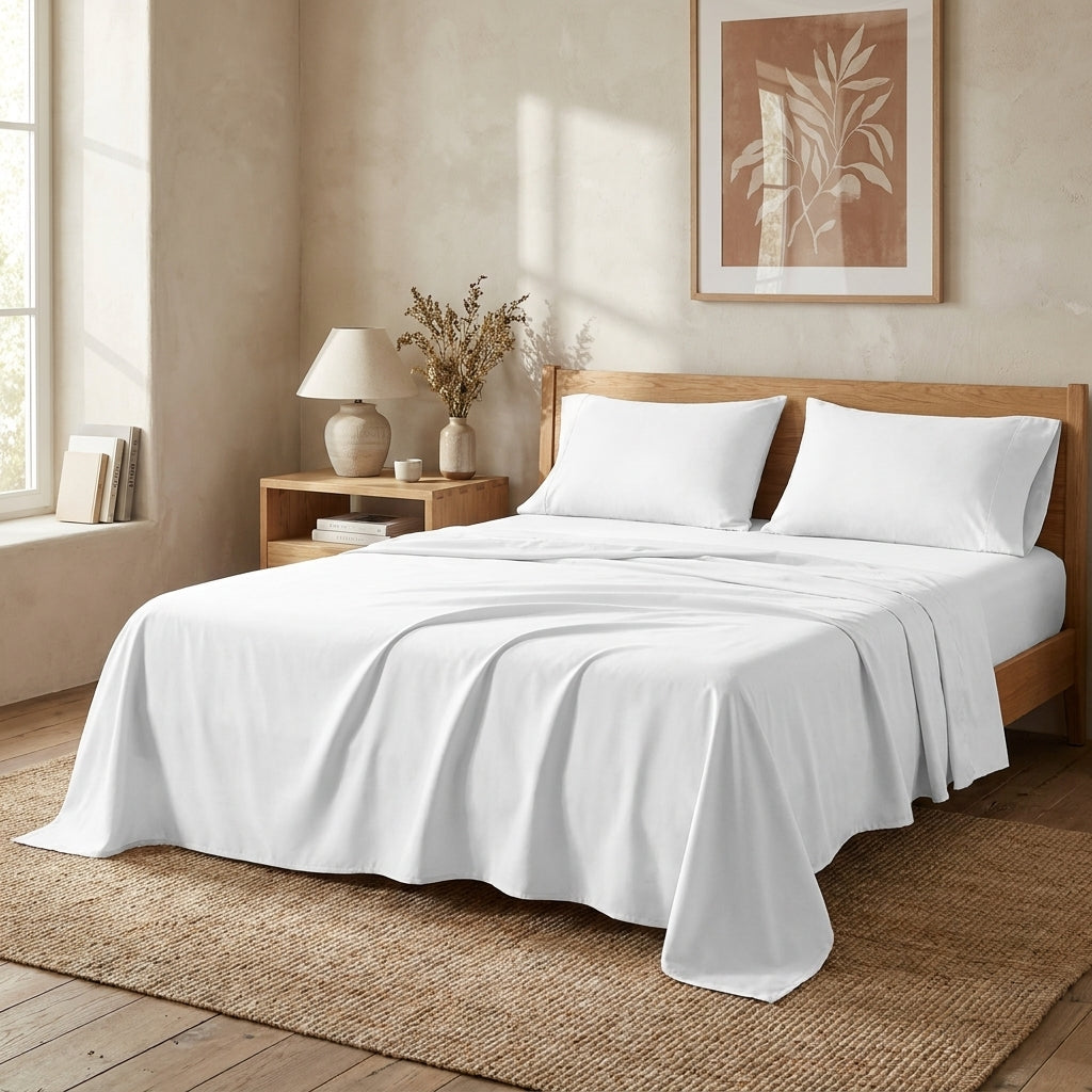 Cloud White Microfiber Bed Sheet Set for a Refined Sleep