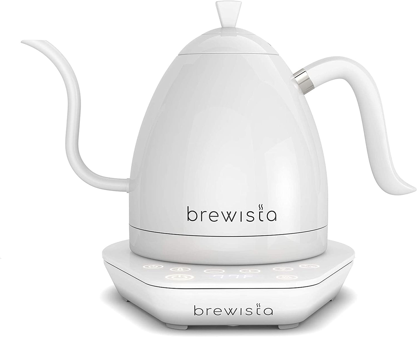 Artisan Electric Gooseneck Kettle, 1 Liter, for Pour over Coffee, Brewing Tea, LCD Panel, Precise Digital Temperature Selection, Flash Boil and Keep Warm Settings (All White)