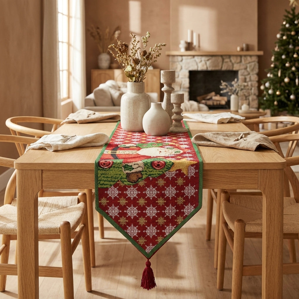 Cotton-Polyester Santa Claus Is Coming to Town Holiday Table Runner