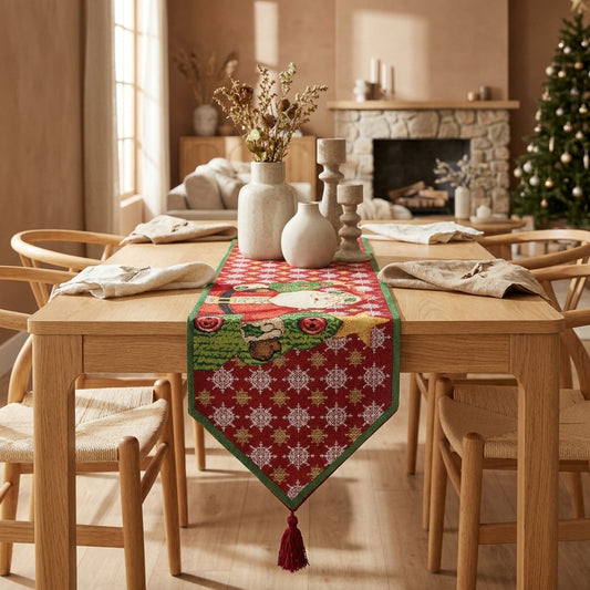 Cotton-Polyester Santa Claus Is Coming to Town Holiday Table Runner