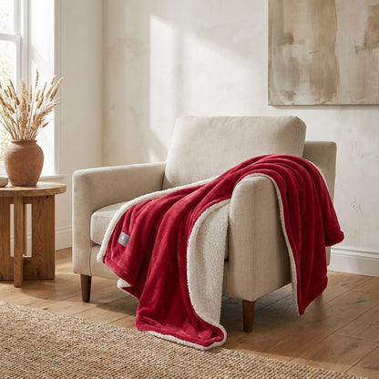 Soft Microfleece and Sherpa Red Throw Blanket