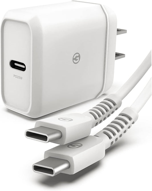 25W Super Fast Charger for Phones (USB C) Rapid Charging Wall Plug Adapter with Type C to C Cable Included (for Galaxy S21 / S22 / S23 / S24 Ultra Models)