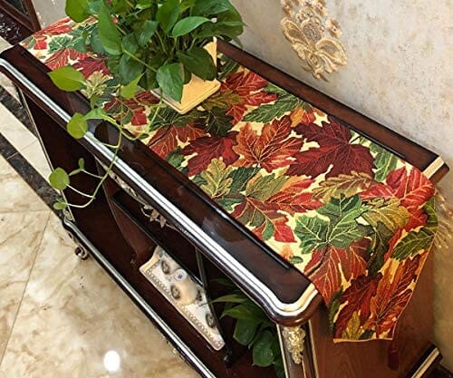 Tache Warm Colorful Thanksgiving Leaves Fall Foliage Tapestry Table Runners (11516)