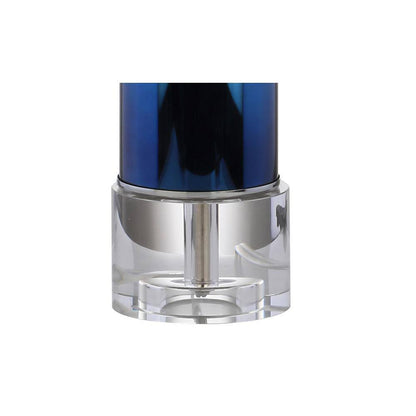 Edward 27” Blue Glass/Crystal LED Table Lamp - Stylish Ombre Glass with Cotton Drum Shade for Bedroom, Living Room, or Office