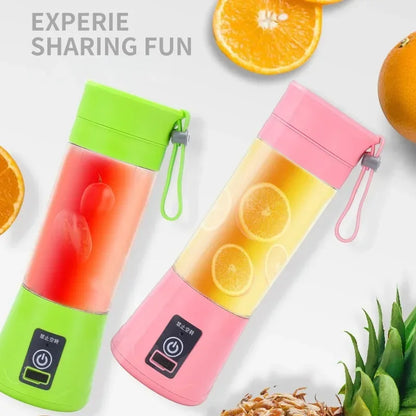 Portable Juice Blender with 6 Blades, USB Charging Mini Electric Bottle for Smoothies, Shakes - Summer Kitchen Gadget