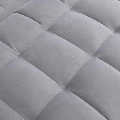 Modern Velvet Sleeper Loveseat with Pullout Bed and USB Ports - Light Gray