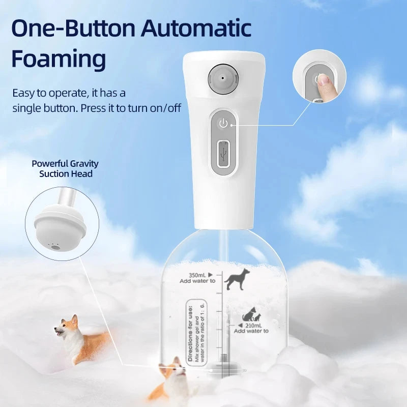 Automatic Pet Soap Dispenser, USB Rechargeable Smart Foaming Machine for Cats & Dogs, White - 500ml