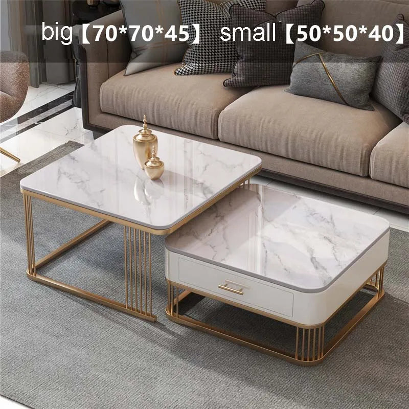 Square Low Coffee Table with Storage Drawers