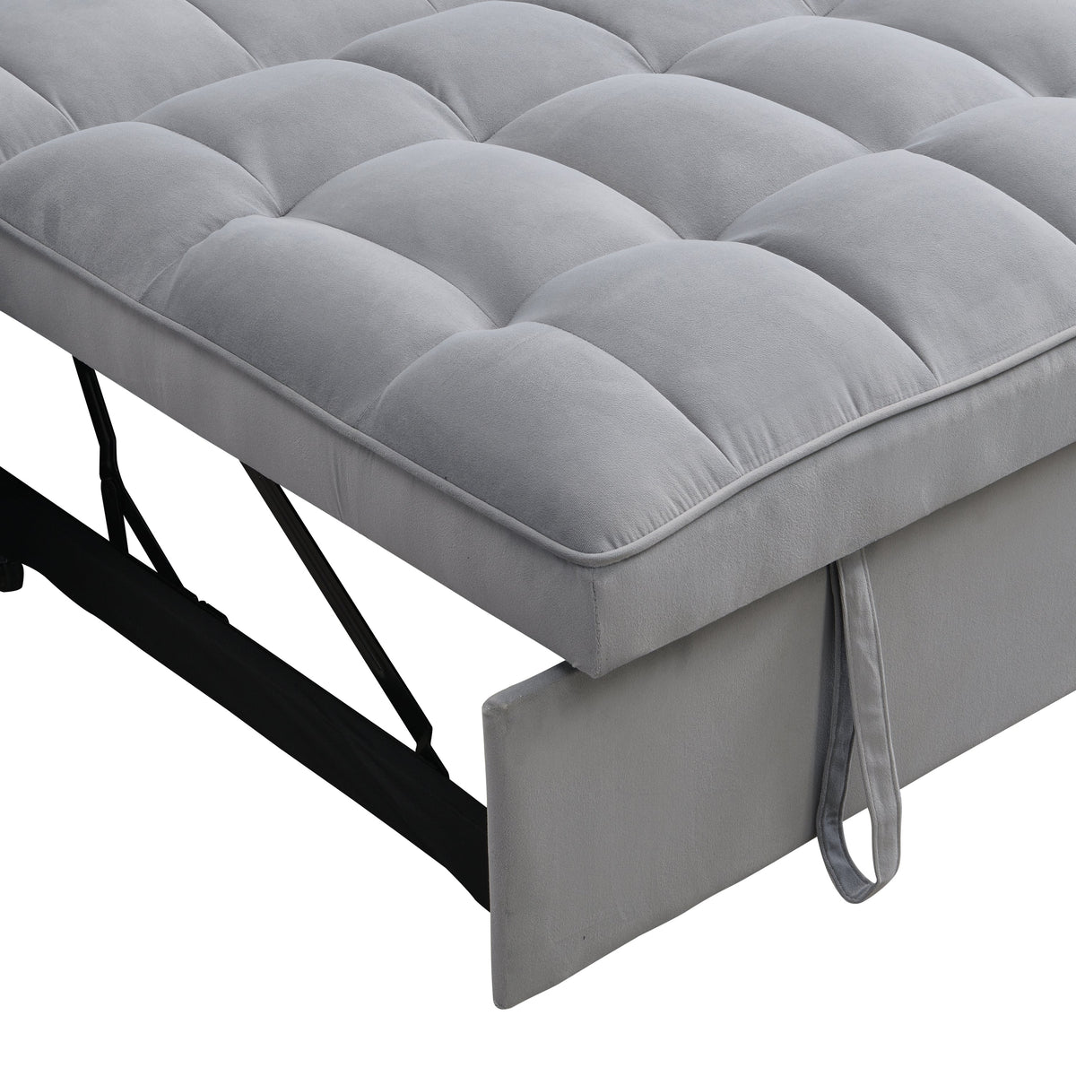 Modern Velvet Sleeper Loveseat with Pullout Bed and USB Ports - Light Gray