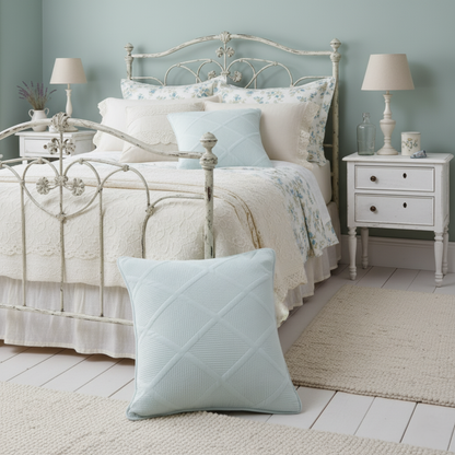 Tache Cotton Seafoam Blue Soothing Pastel Diamond Cushion Covers / Euro Sham (JHW-856)