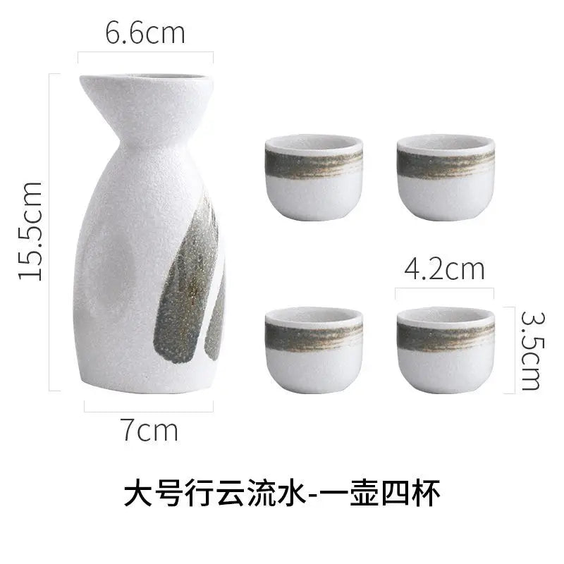 Elegant Ceramic Sake Cup Set with Decanter - Eco-Friendly Drinkware for Wine, Liquor & Beer - Home Bar & Brewing Essentials