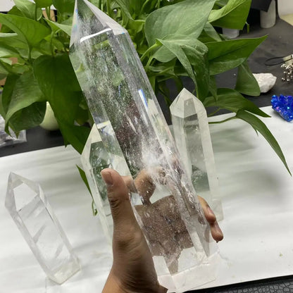 Big Size Clear Melting Stone Quartz Obelisk Crystal Wand Point for Healing and Feng Shui Home Decoration