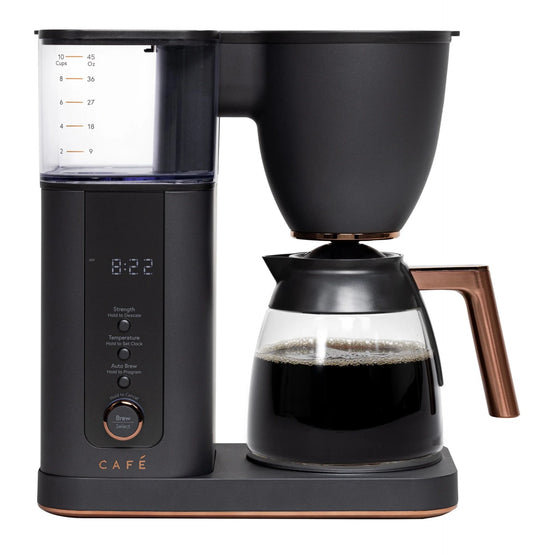 Café Specialty Drip Coffee Maker with Wifi, SmartHQ App Control, 10-Cup Glass Carafe, SCA Certified, Matte Black – Custom Brew Strength & Voice-to-Brew Tech