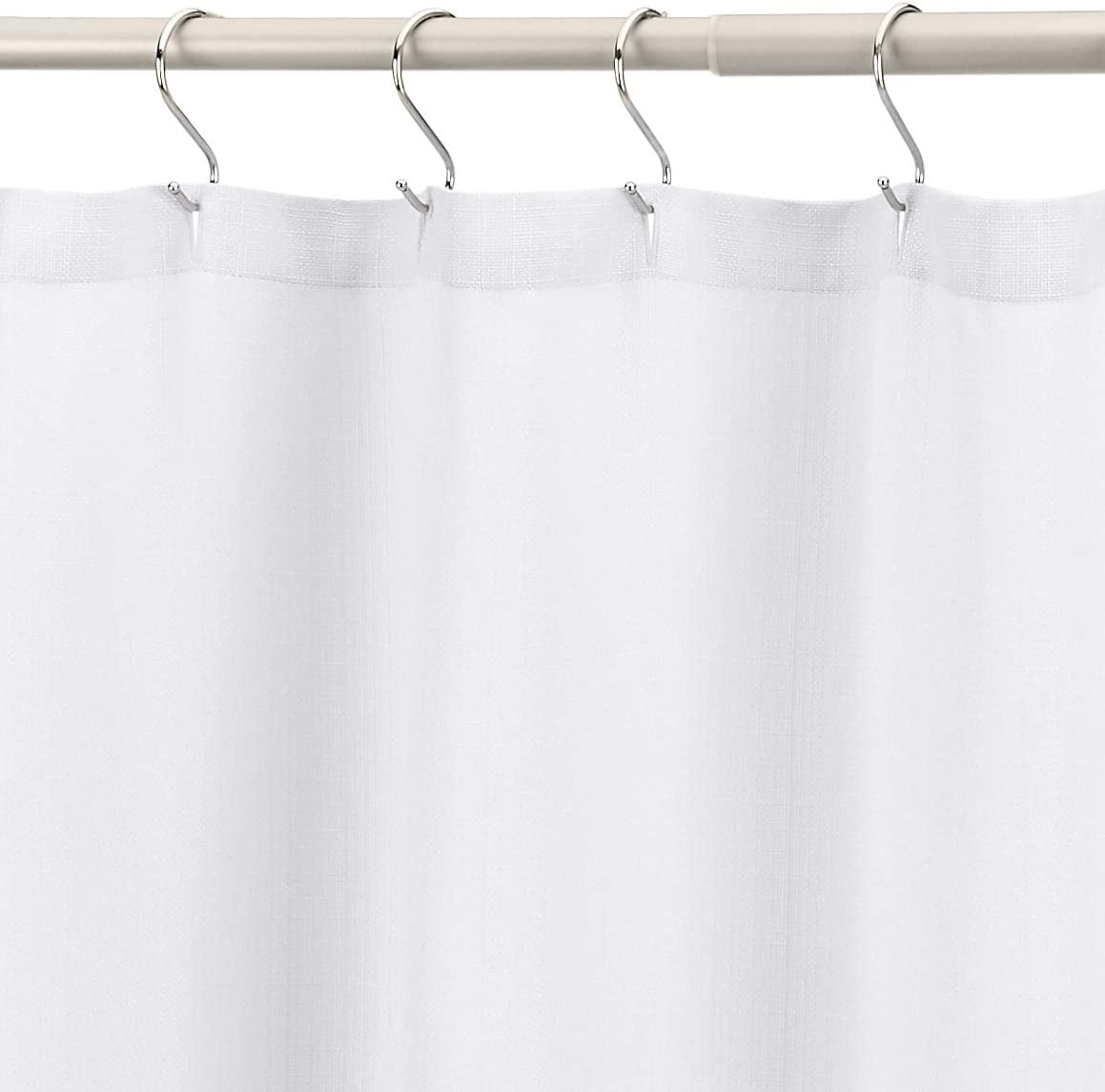 Linen Style Bathroom Shower Curtain, 72" X 72", Bright White, 11.42" L X 9.45" W
