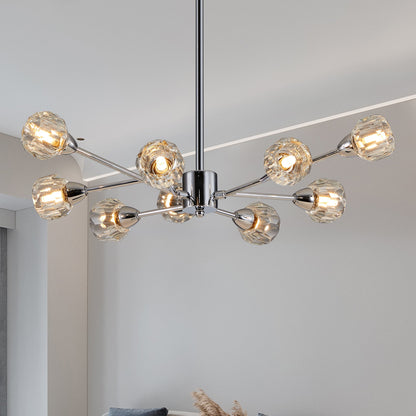 28" Modern Crystal Chandelier with 9 Lights - Chrome