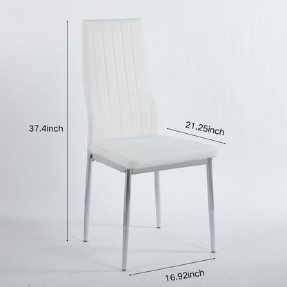 Minimalist Design Dining Chair Set of 4 with Metal Frame - Black or White