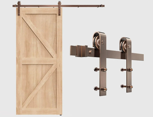 Plated Metal 6.6FT Sliding Barn Door Track Kit, J-Shape