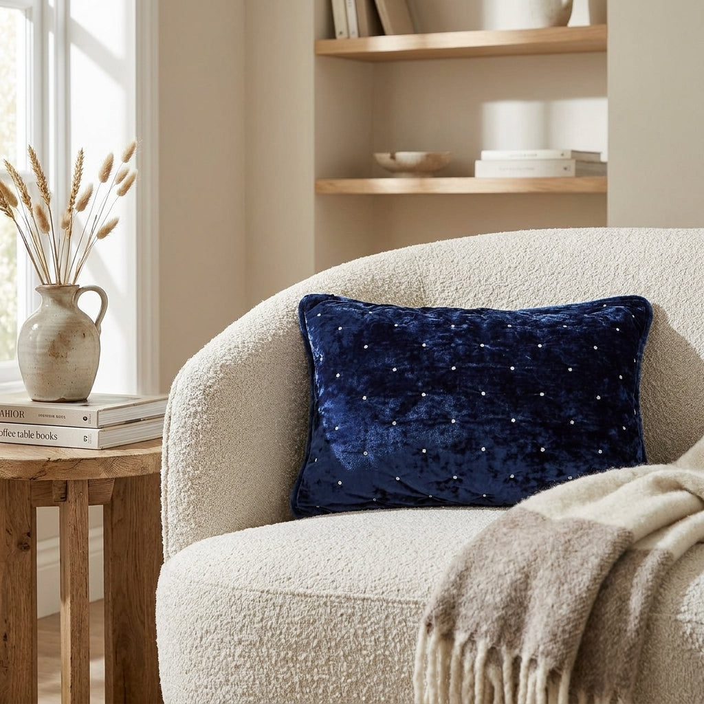Tache Velvet Dreams Dark Blue Plush Diamond Tufted Pillow Sham (JHW-853DB)